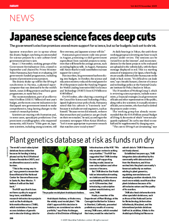 (PDF) Japanese science faces deep cuts
