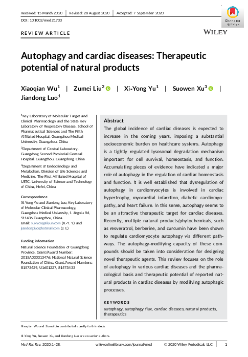 (PDF) Autophagy and cardiac diseases: Therapeutic potential of natural ...