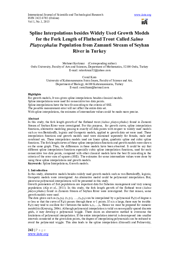 (PDF) Spline Interpolations besides Widely Used Growth Models for the ...