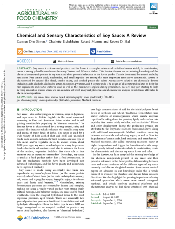 (PDF) Chemical and Sensory Characteristics of Soy Sauce: A Review
