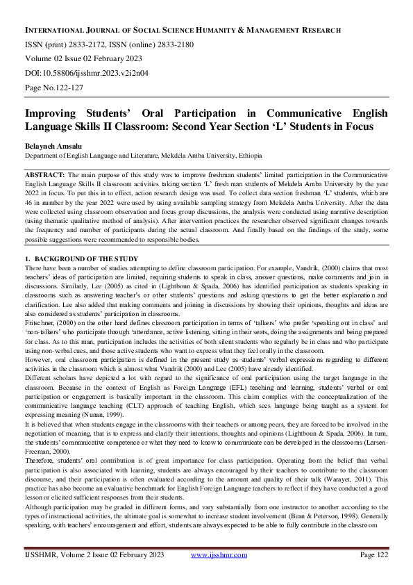 (PDF) Improving Students' Oral Participation in Communicative English ...