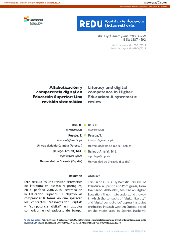 (PDF) Literacy and digital competence in Higher Education: A systematic ...
