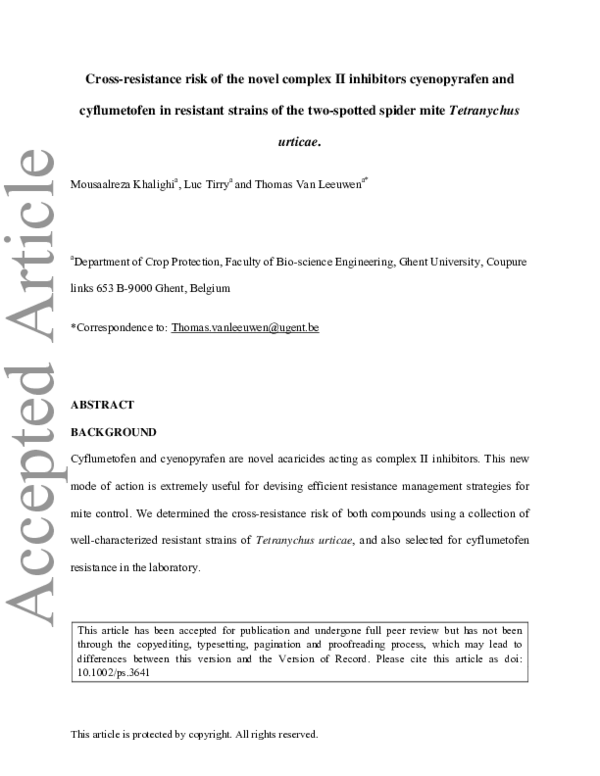 (PDF) Cross-resistance risk of the novel complex II inhibitors ...