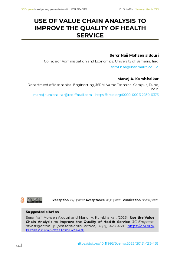 (PDF) USE OF VALUE CHAIN ANALYSIS TO IMPROVE THE QUALITY OF HEALTH SERVICE