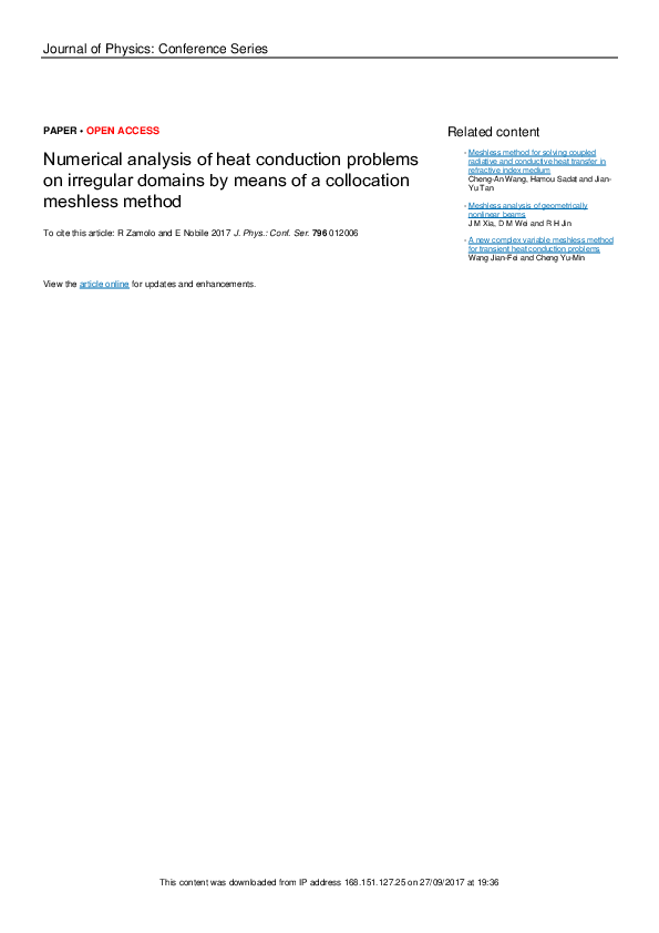 (PDF) Numerical analysis of heat conduction problems on irregular ...