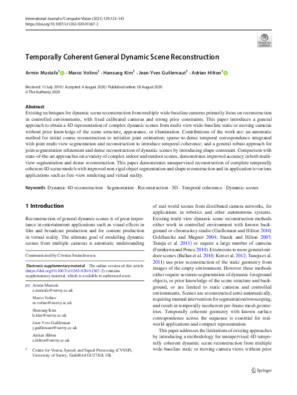 (PDF) Temporally Coherent General Dynamic Scene Reconstruction