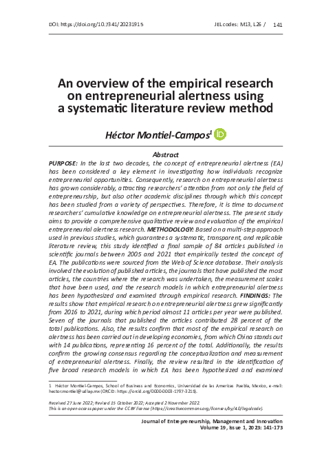 (PDF) An overview of the empirical research on entrepreneurial ...