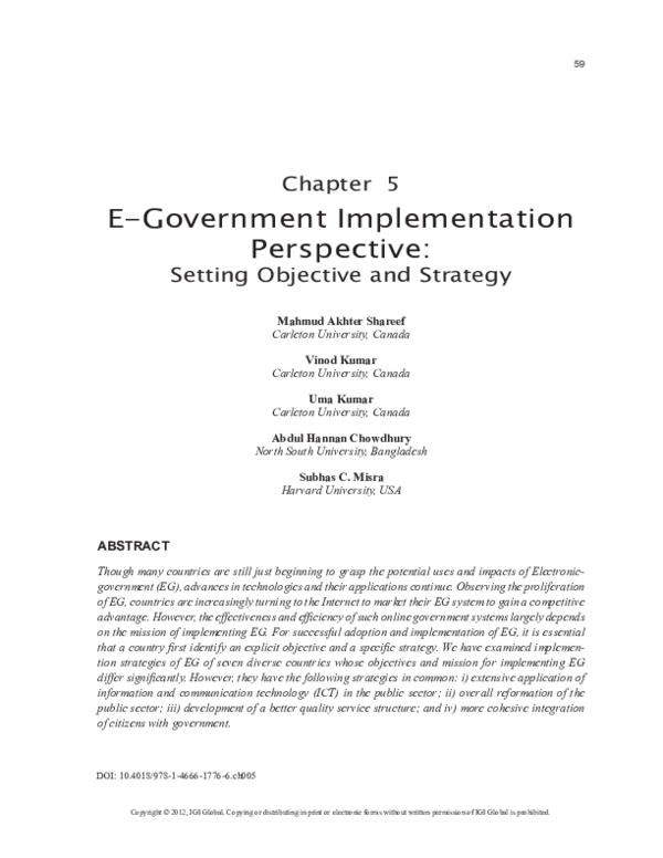 (PDF) E-Government Implementation Perspective