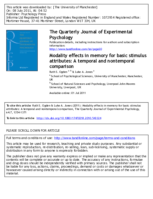 (PDF) Modality effects in memory for basic stimulus attributes: A ...