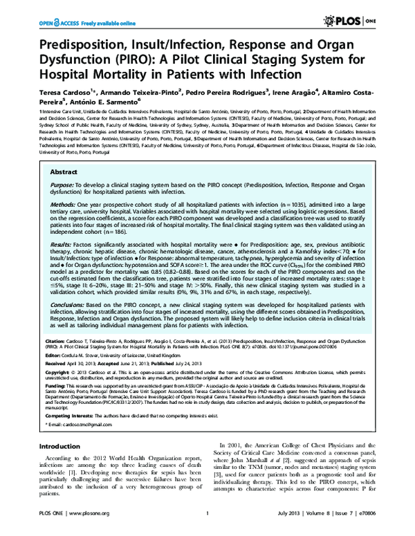 (PDF) Predisposition, insult/infection, response, and organ dysfunction ...