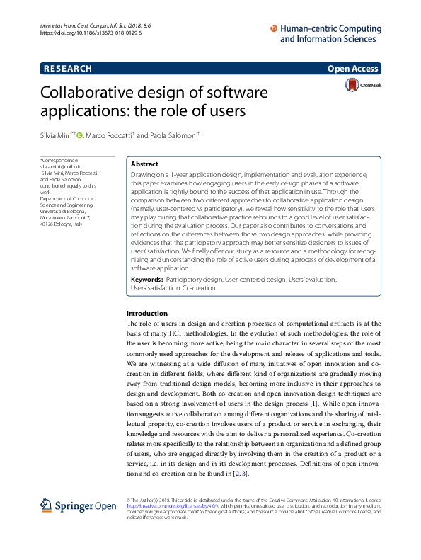 (PDF) Collaborative design of software applications: the role of users