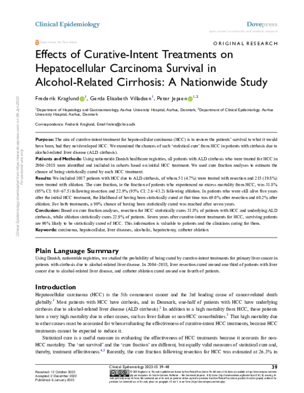 (PDF) Effects of Curative-Intent Treatments on Hepatocellular Carcinoma ...