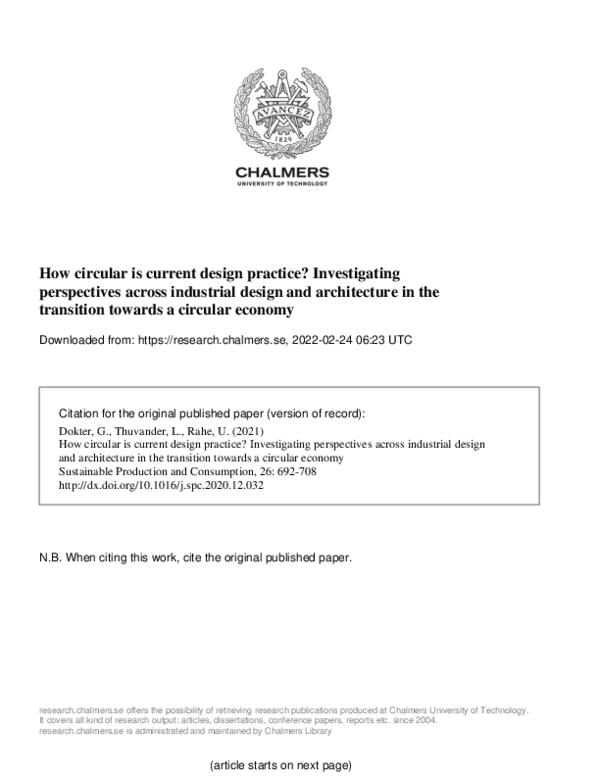 (PDF) How circular is current design practice? Investigating ...