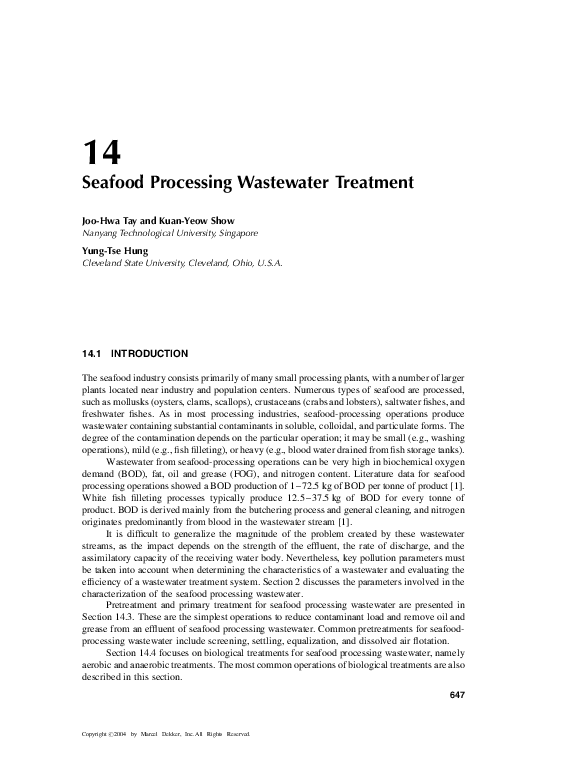(PDF) Seafood Processing Wastewater Treatment Yungtse Hung Academia.edu