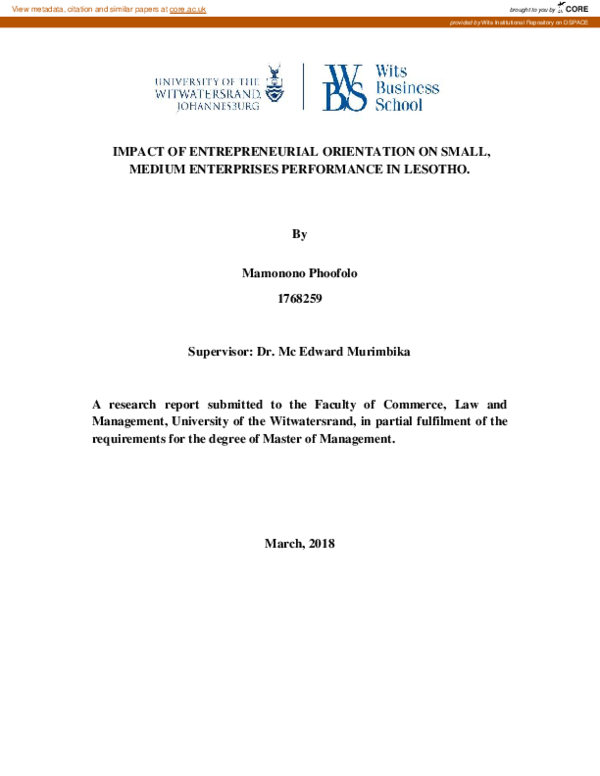 (PDF) Impact of entrepreneurial orientation on small, medium ...