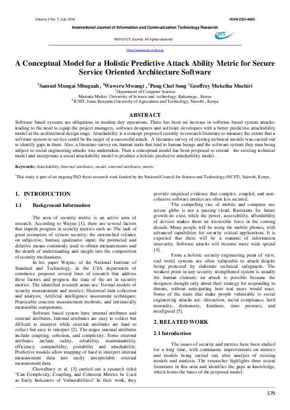 (PDF) A Conceptual Model for a Holistic Predictive Attack Ability ...