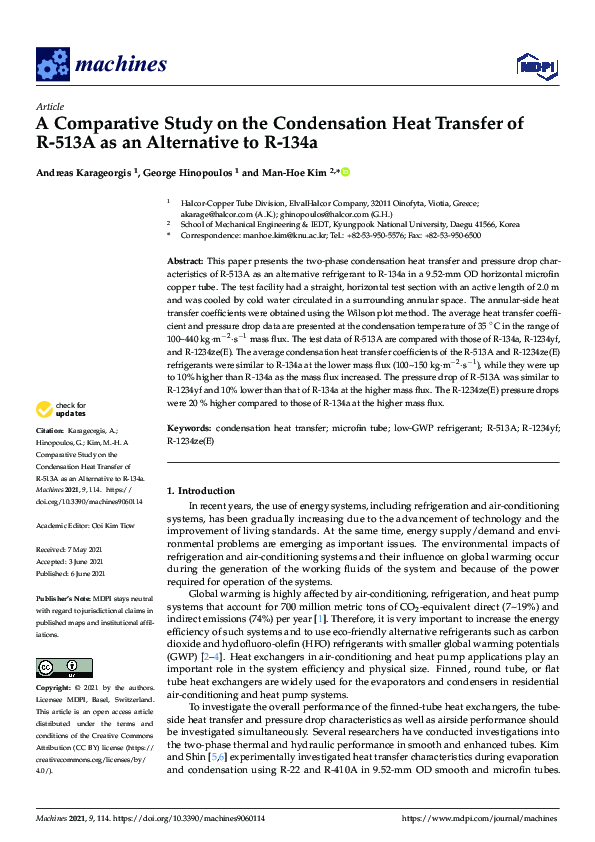 (PDF) A Comparative Study on the Condensation Heat Transfer of R-513A ...