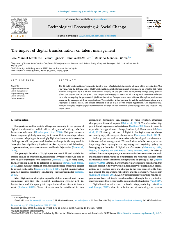 (PDF) The impact of digital transformation on talent management