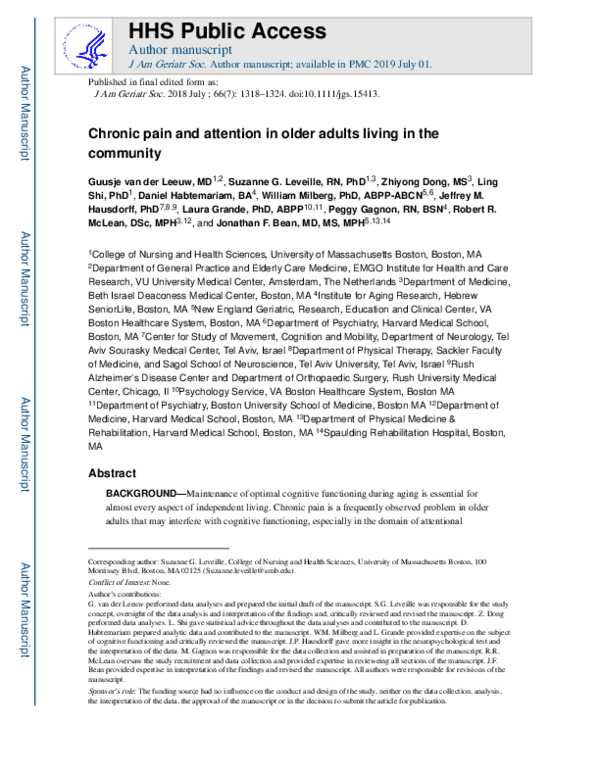 (PDF) Chronic Pain and Attention in Older Community-Dwelling Adults