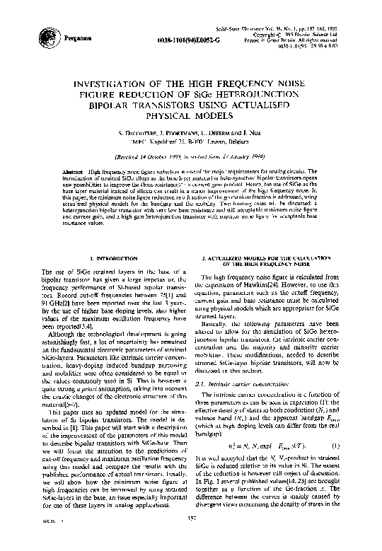 (PDF) Investigation of the high frequency noise figure reduction of ...