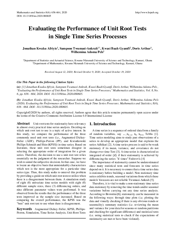 (PDF) Evaluating the Performance of Unit Root Tests in Single Time ...