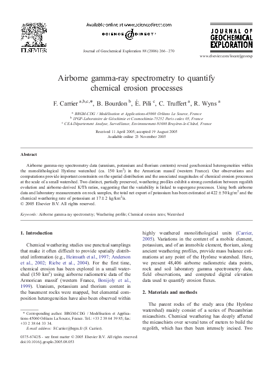 (PDF) Airborne gammaray spectrometry to quantify chemical erosion