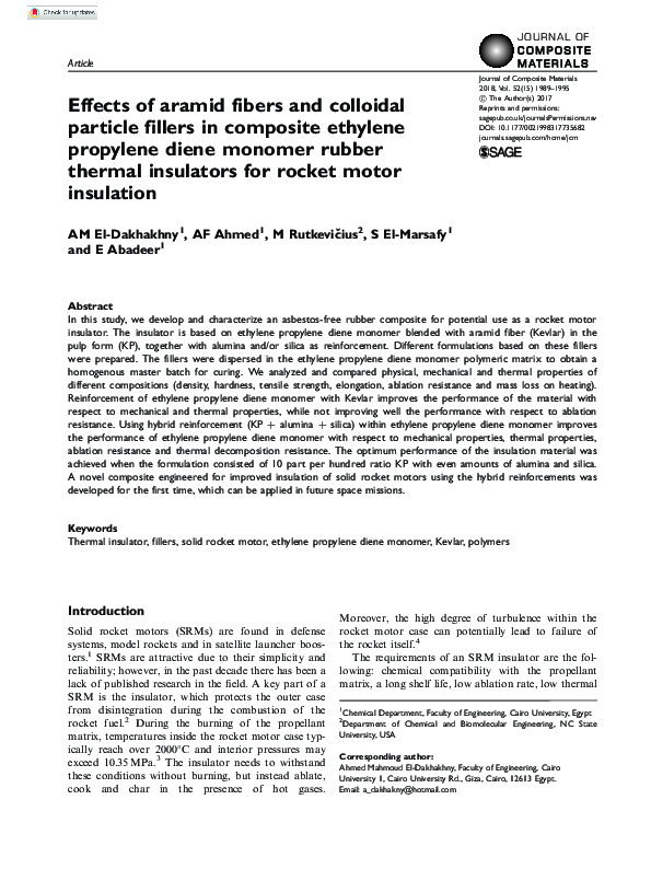 (PDF) Effects of aramid fibers and colloidal particle fillers in ...