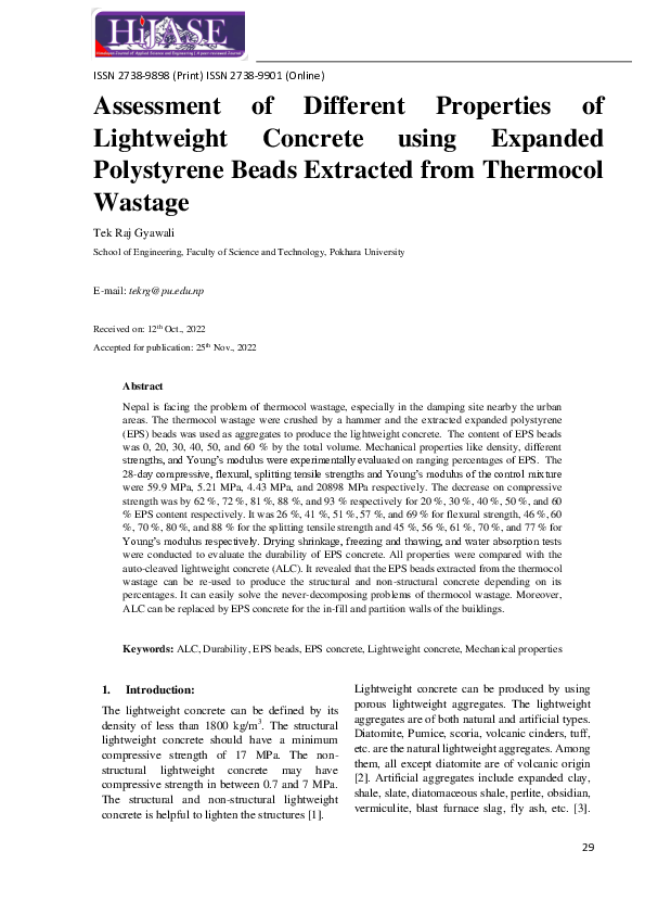 (PDF) Assessment of Different Properties of Lightweight Concrete using ...