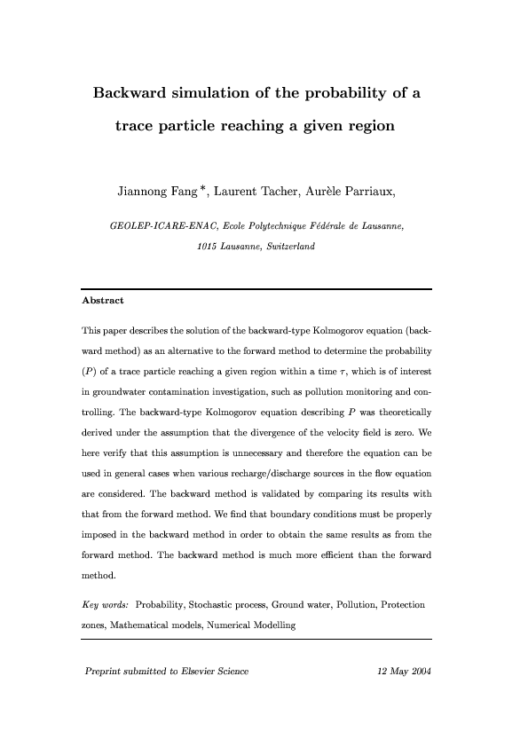 (PDF) Backward simulation of the probability of a trace particle ...
