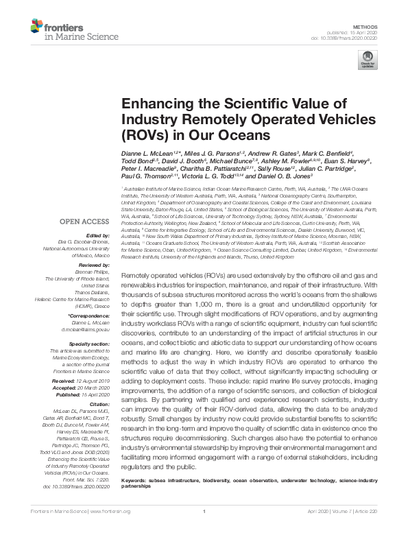 (PDF) Enhancing the scientific value of industry Remotely Operated ...