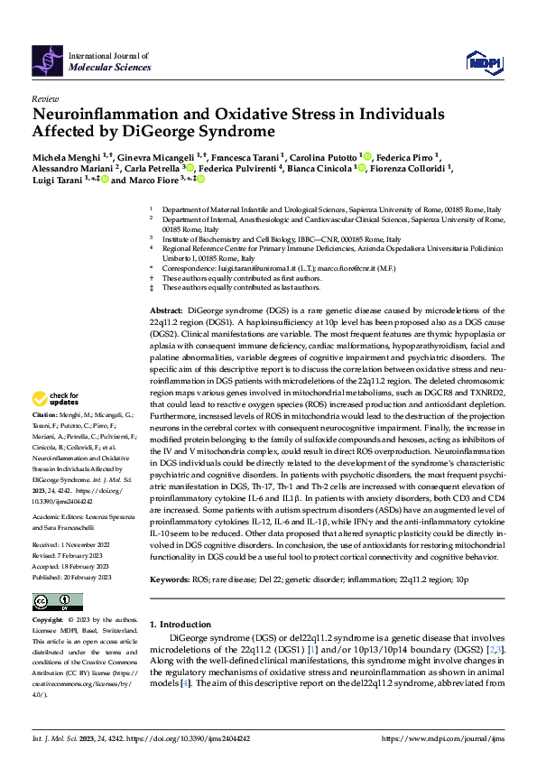 (PDF) Neuroinflammation and Oxidative Stress in Individuals Affected by ...