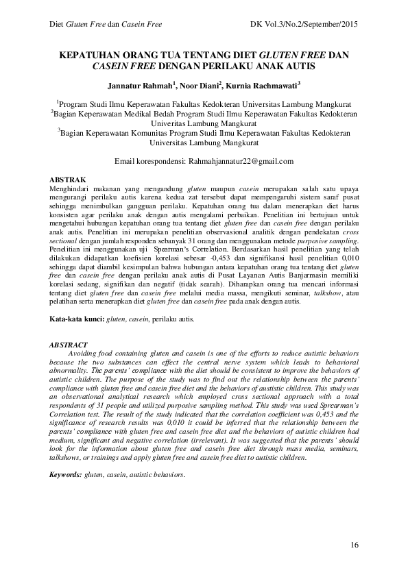 (PDF) Kepatuhan Orang Tua Tentang Diet Gluten Free Dan Casein Free ...