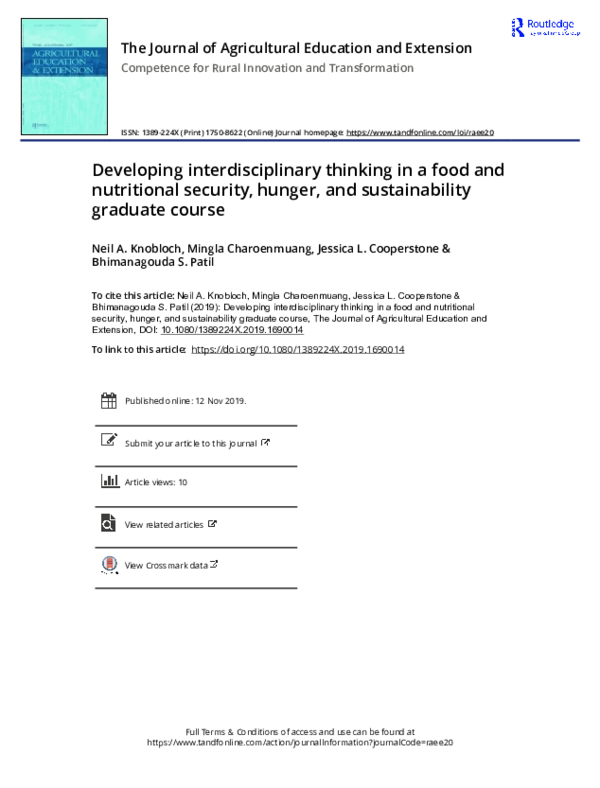 (PDF) Developing interdisciplinary thinking in a food and nutritional ...