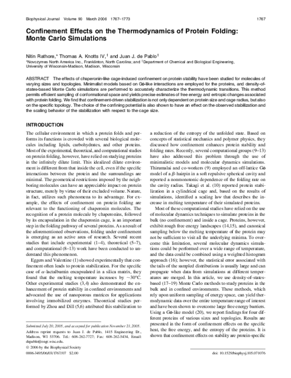 (PDF) Confinement Effects on the Thermodynamics of Protein Folding ...