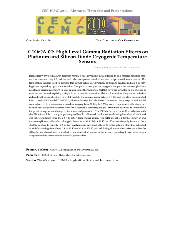 (PDF) High level gamma radiation effects on platinum and silicon diode ...