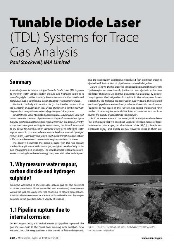 (PDF) Tunable Diode Laser (TDL) Systems for Trace Gas Analysis