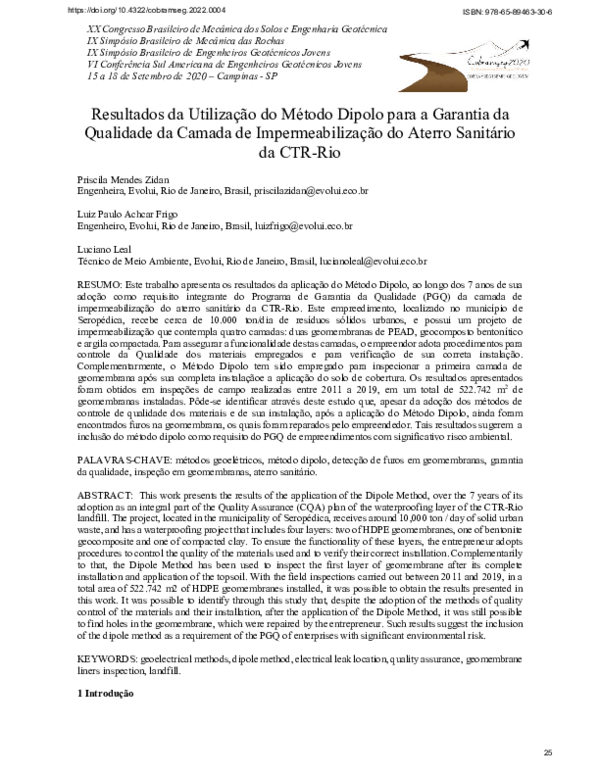 (PDF) Resultados da Utilização do Método Dipolo na Garantia da ...