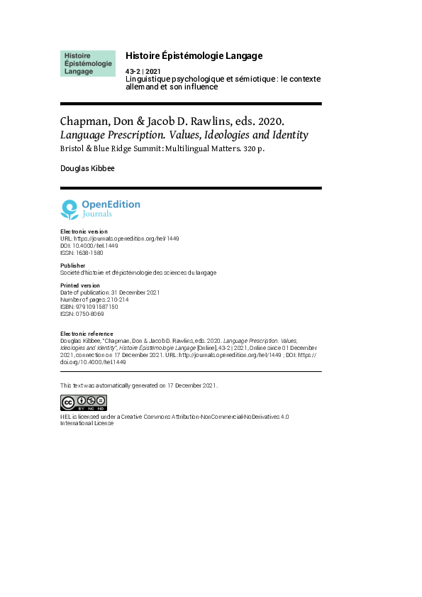 (PDF) Chapman, Don & Jacob D. Rawlins, eds. 2020. Language Prescription ...