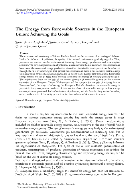 (PDF) The Energy from Renewable Sources in the European Union ...