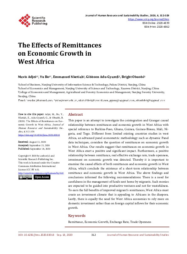 (PDF) The Effects of Remittances on Economic Growth in West Africa