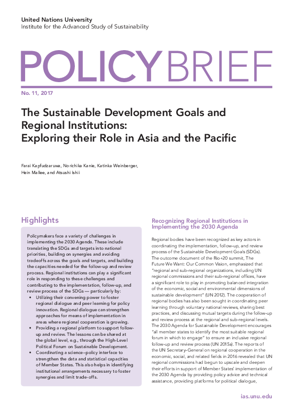 (PDF) The Sustainable Development Goals and Regional Institutions ...