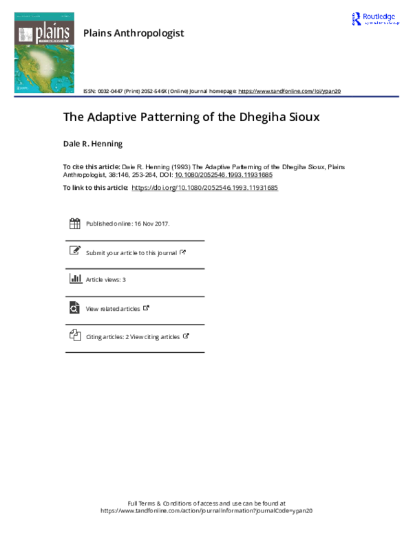 (PDF) The Adaptive Patterning of the Dhegiha Sioux