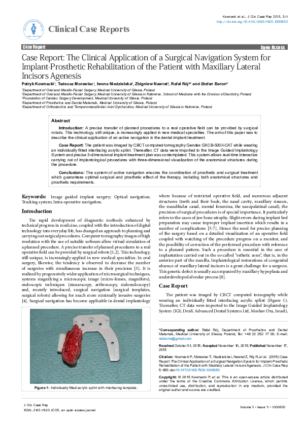 (PDF) Case Report: The Clinical Application of a Surgical Navigation ...