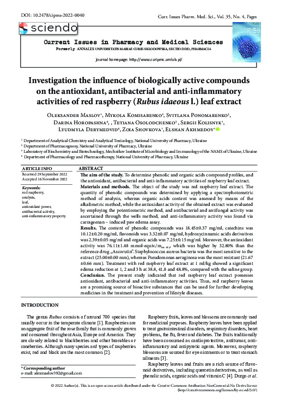 (PDF) Investigation the influence of biologically active compounds on ...