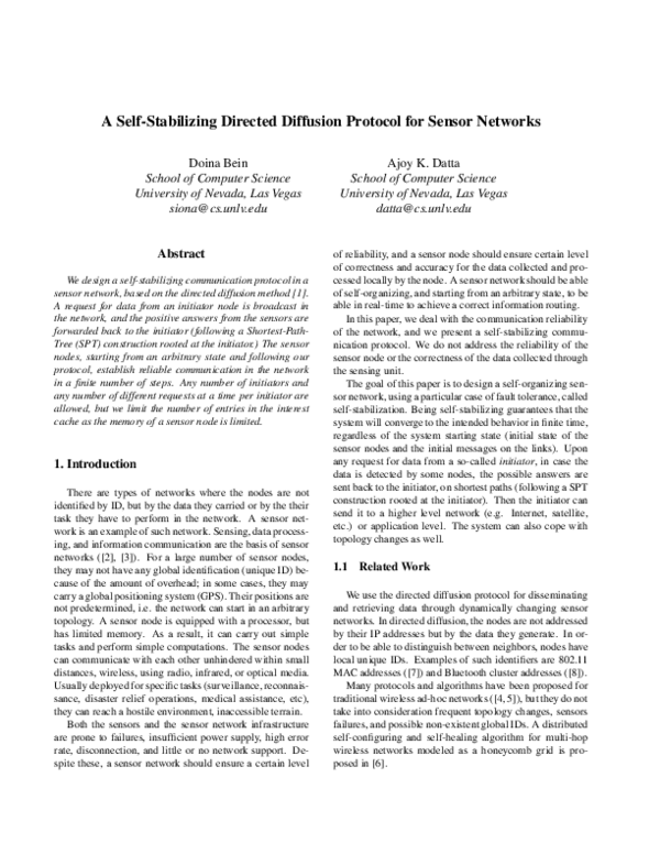 (PDF) A Self-Stabilizing Directed Diffusion Protocol for Sensor Networks