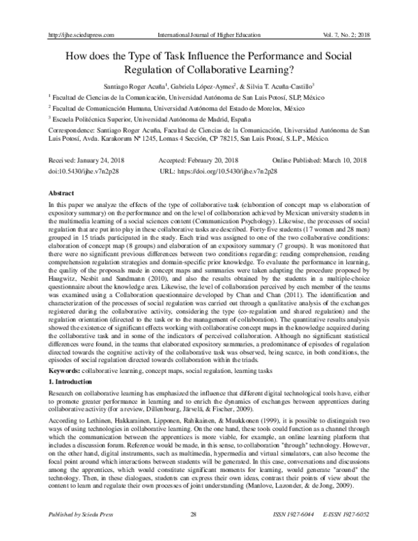(PDF) How does the Type of Task Influence the Performance and Social ...