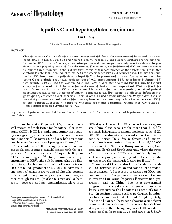 (PDF) Hepatitis C and hepatocellular carcinoma