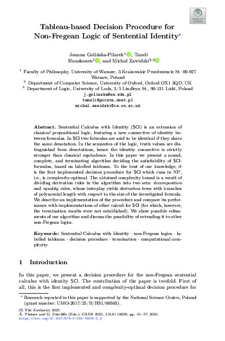 (PDF) Tableau-based Decision Procedure for Non-Fregean Logic of ...