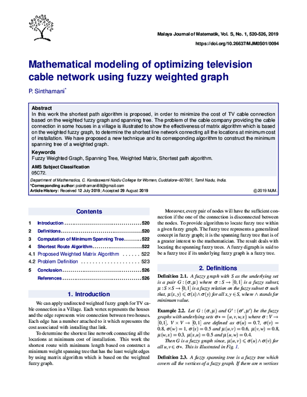 (PDF) Mathematical modeling of optimizing television cable network ...