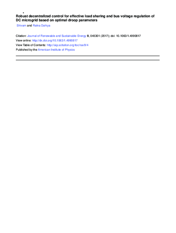 (PDF) Robust decentralized control for effective load sharing and bus ...
